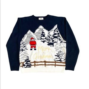 Christmas Holiday Santa Claus Sweater Pullover Snow